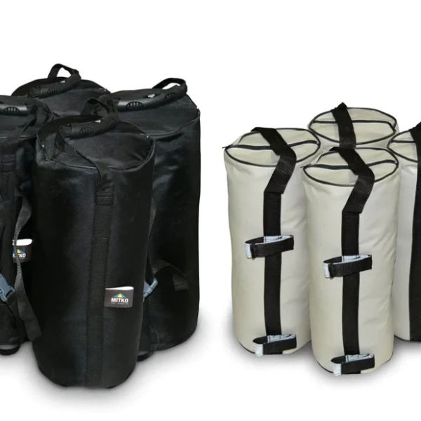 Gewichten set voor vouwtenten 3x6 en 4x8: 4 zandgewichten van 27,5 kg en 4 zandgewichten van 16 kg