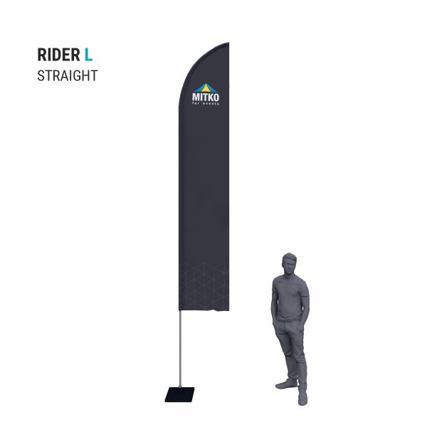 Reclamevlag Rider L (65x346 cm) met aluminium mast