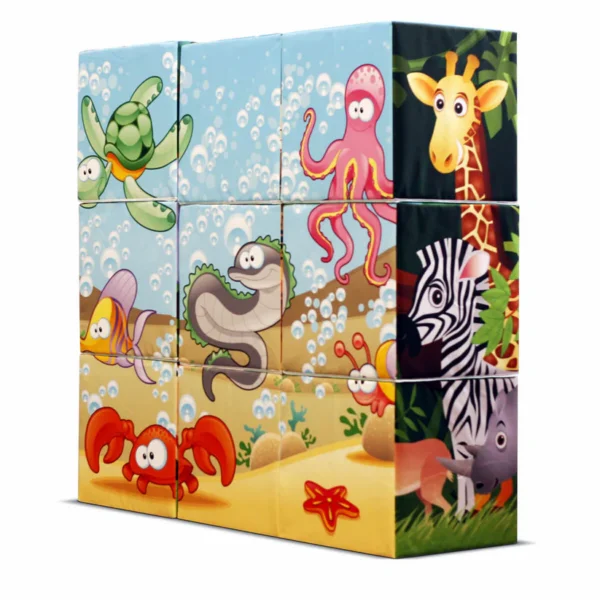 Zittende blokken Mega Puzzle 40 cm met een willekeurige bedrukking - SET van 9 stuks