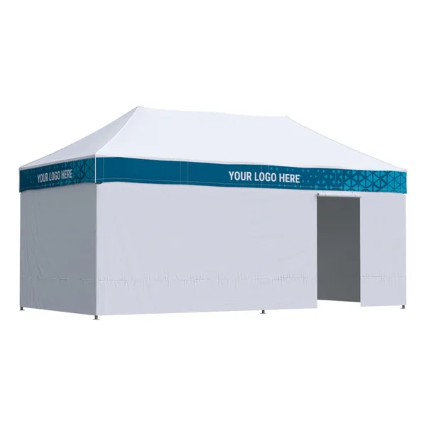 Vouwtent 3x6 Octa Optima II met bedrukking van 4 dakranden, 4 zijwanden zonder bedrukking: Polyester