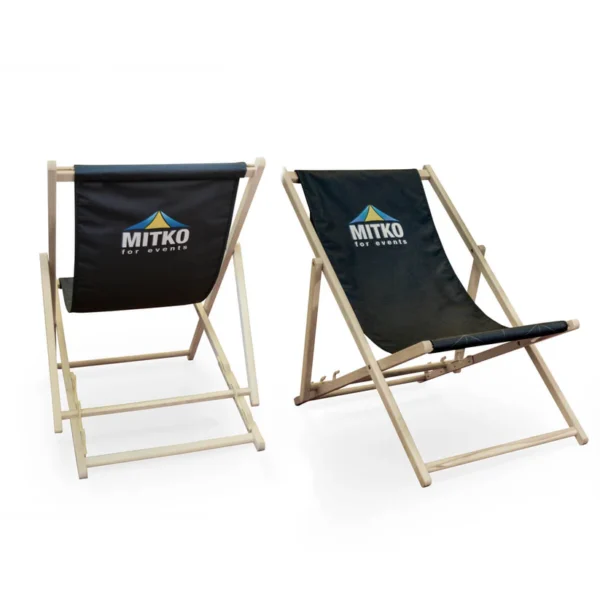 Houten reclamestrandstoel met dubbelzijdige bedrukking