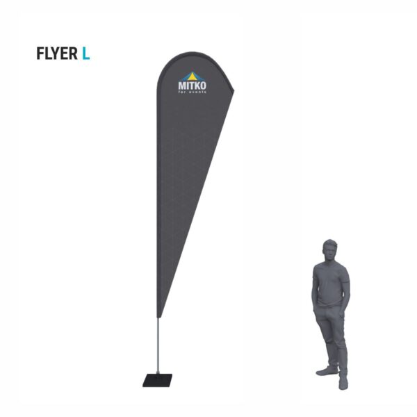 Reclamevlag Flyer L (90x330 cm) met aluminium mast