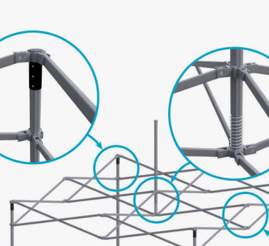 Opvouwbare tent 2x2 Octa Go met bedrukking van 4 dakvlakken: Polyester 17 hliníková-konstrukce