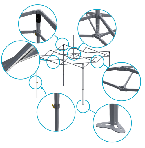 Vouwtent 3x3 Octa Pro LED met eenzijdige bedrukking: Polyester – SET 31 octa-pro-led